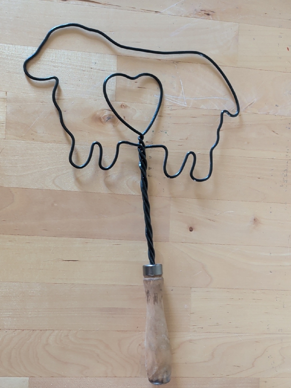 Handcrafted Cow Sheep Wire Wall Art w Heart Accent Rug Beater Rustic Farmhouse